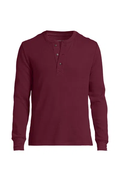 Lands' End Men's Long Sleeve Thermal Waffle Henley In Red