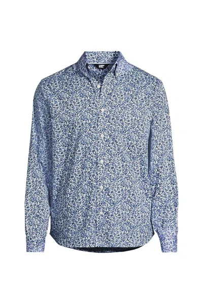 Lands' End Men's Long Sleeve Travel Kit Shirt In Blue