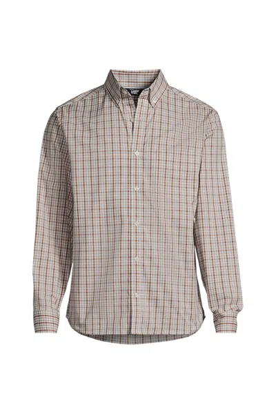 Lands' End Men's Long Sleeve Travel Kit Shirt In Brown