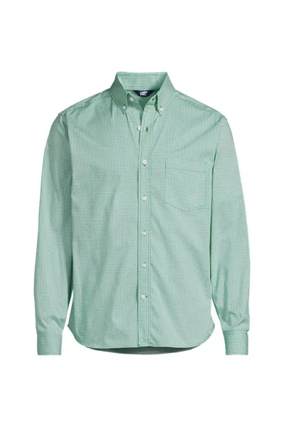 Lands' End Men's Long Sleeve Travel Kit Shirt In Green