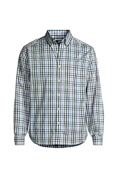 Lands' End Men's Long Sleeve Travel Kit Shirt In Blue