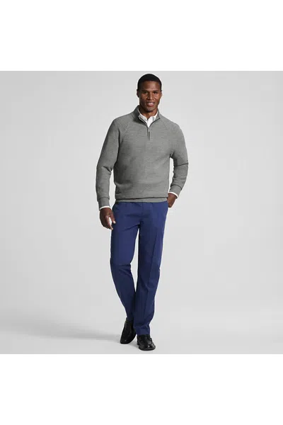 Lands' End Men's Long Sleeve Washable Merino Wool Quarter Zip Sweater In Gray