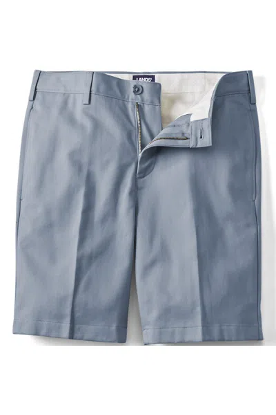 Lands' End Men's No Iron 9" Comfort Waist Plain Front Chino Short In Blue