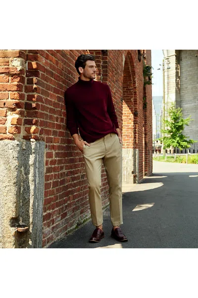 Lands' End Men's No Iron Straight Fit Plain Front Chino Pant In Brown