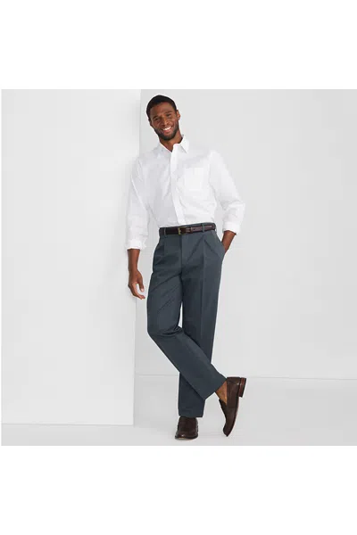 Lands' End Men's No Iron Supima Cotton Pinpoint Straight Collar Dress Shirt In White