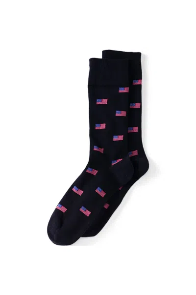 Lands' End Men's Novelty Dress Socks 1pk In Blue