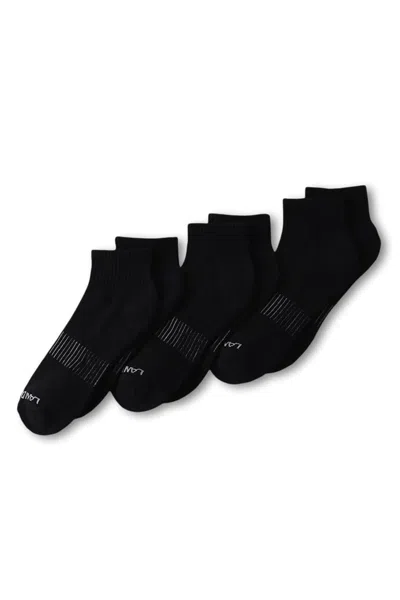 Lands' End Men's Performance Half Cushion Quarter Crew Socks 3 Pack In Black