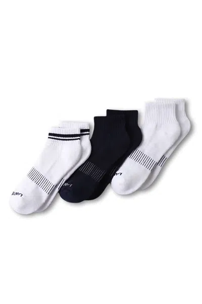 Lands' End Men's Performance Half Cushion Quarter Crew Socks 3 Pack In Multi