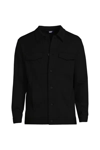 Lands' End Men's Ponte Shirt Jacket In Black