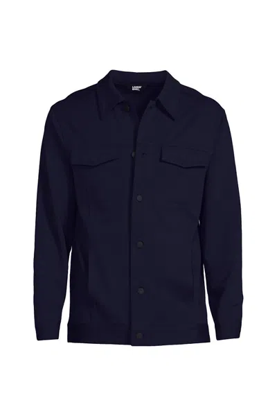 Lands' End Men's Ponte Shirt Jacket In Blue