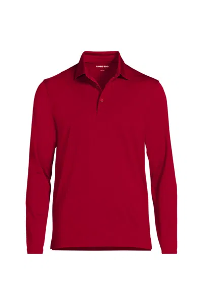 Lands' End Men's Rapid Dry Long Sleeve Modern Fit Polo In Red