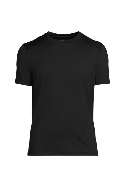 Lands' End Men's Rapid Dry Short Sleeve Modern Fit Tee In Black