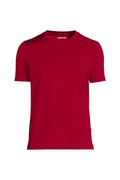 Lands' End Men's Rapid Dry Short Sleeve Modern Fit Tee In Burgundy