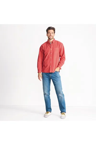 Lands' End Men's Recover 5 Pocket Straight Fit Denim Jeans In Red