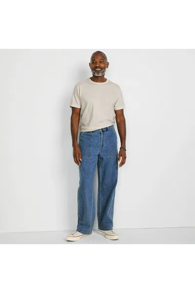 Lands' End Men's Relaxed Denim Utility Pant In Blue