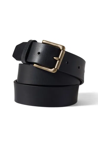 Lands' End Men's Rugged Leather Belt In Black