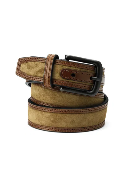 Lands' End Men's Rugged Leather Belt In Brown