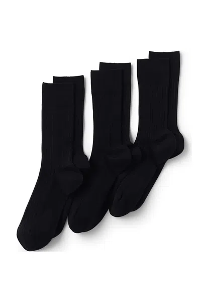 Lands' End Men's Seamless Toe Cotton Rib Dress Socks 3 Pack In Multi