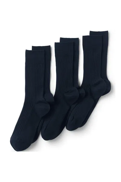 Lands' End Men's Seamless Toe Cotton Rib Dress Socks 3 Pack In Multi