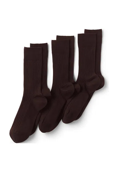 Lands' End Men's Seamless Toe Cotton Rib Dress Socks 3 Pack In Multi