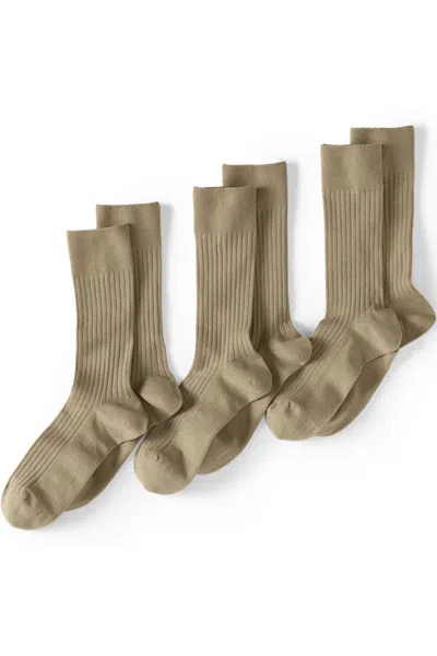 Lands' End Men's Seamless Toe Cotton Rib Dress Socks 3 Pack In Multi