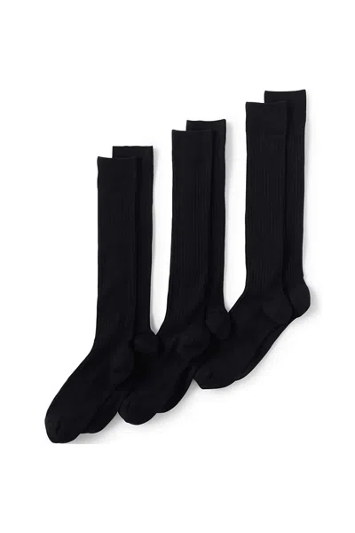 Lands' End Men's Seamless Toe Over The Calf Rib Dress Socks 3-pack In Multi