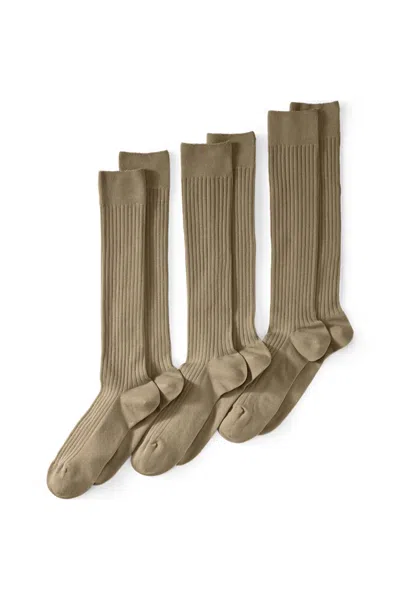 Lands' End Men's Seamless Toe Over The Calf Rib Dress Socks 3-pack In Multi