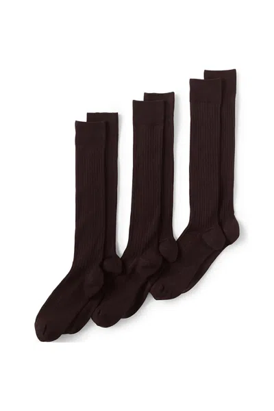 Lands' End Men's Seamless Toe Over The Calf Rib Dress Socks 3-pack In Multi