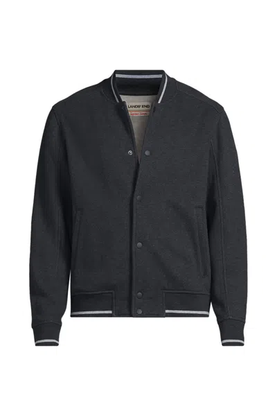 Lands' End Men's Serious Sweats Bomber In Black