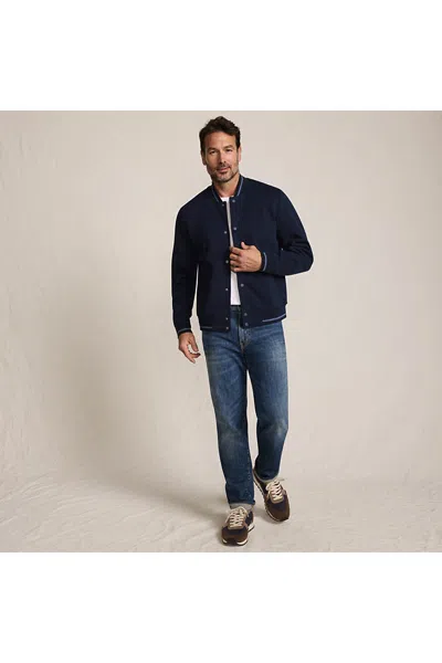 Lands' End Men's Serious Sweats Bomber In Blue