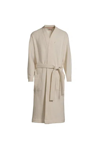 Lands' End Men's Serious Sweats Calf Length Robe In White