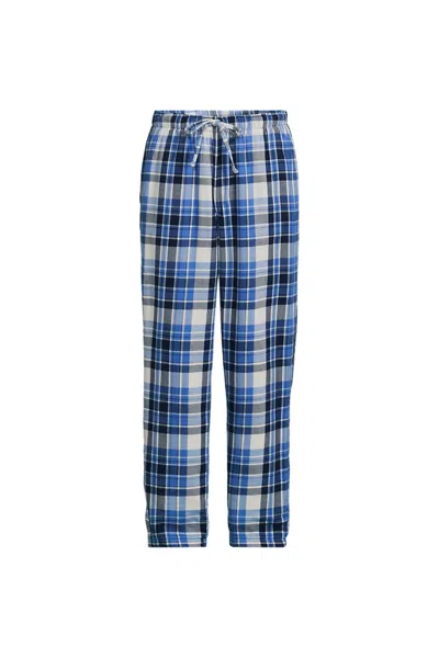 Lands' End Men's Sherpa Fleece Lined Flannel Pajama Pants In Blue