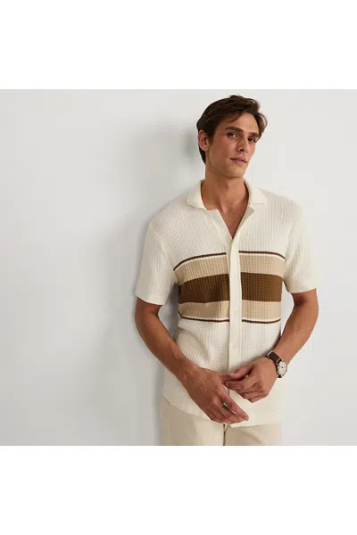 Lands' End Men's Short Sleeve Camp Collar Sweater Polo In Multi