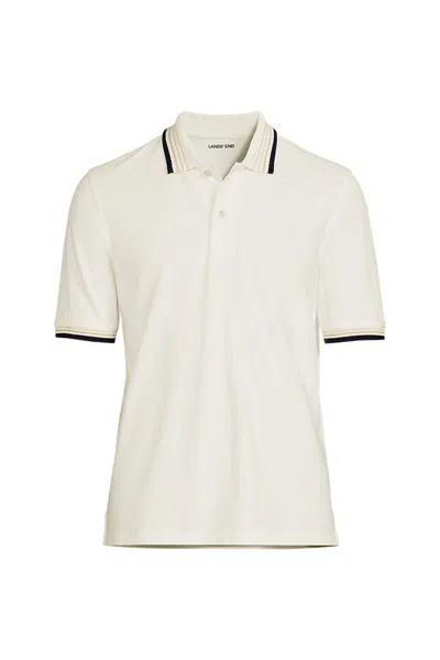 Lands' End Men's Short Sleeve Comfort-first Mesh Pique Polo Shirt In White