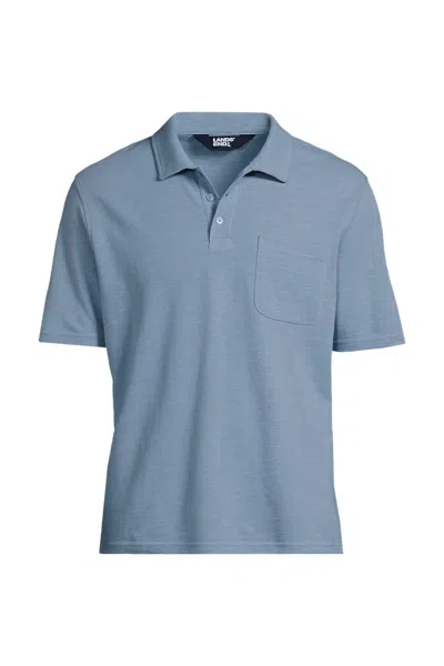 Lands' End Men's Short Sleeve Cotton Linen Polo In Blue