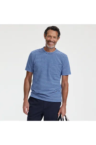 Lands' End Men's Short Sleeve Cotton Linen Tee In Blue