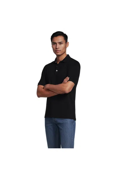 Lands' End Men's Short Sleeve Cotton Supima Polo Shirt In Black