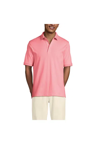 Lands' End Men's Short Sleeve Cotton Supima Polo Shirt In Pink