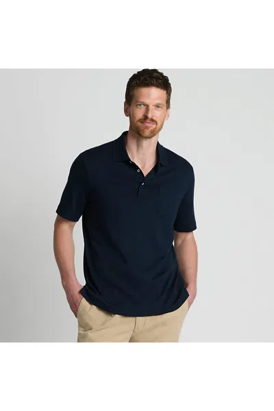 Lands' End Men's Short Sleeve Cotton Supima Polo Shirt With Pocket In Blue