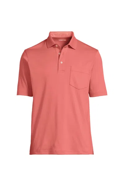 Lands' End Men's Short Sleeve Cotton Supima Polo Shirt With Pocket In Orange