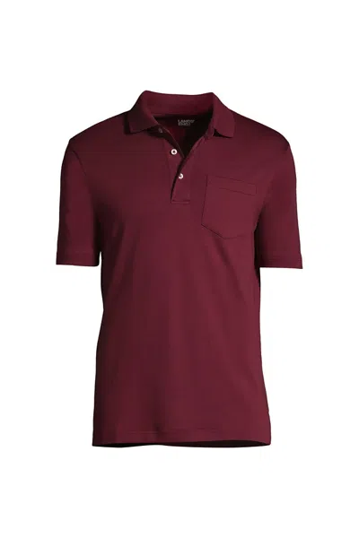 Lands' End Men's Short Sleeve Cotton Supima Polo Shirt With Pocket In Red