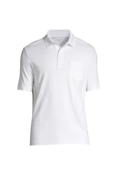 Lands' End Men's Short Sleeve Cotton Supima Polo Shirt With Pocket In White