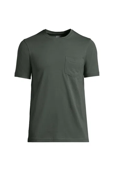 Lands' End Men's Short Sleeve Cotton Supima Tee With Pocket In Gray