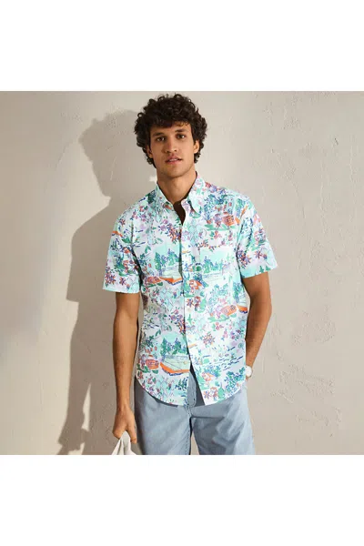 Lands' End Men's Short Sleeve Essential Lightweight Poplin In Green