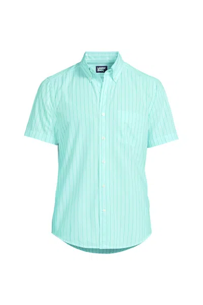 Lands' End Men's Short Sleeve Essential Lightweight Poplin In Green