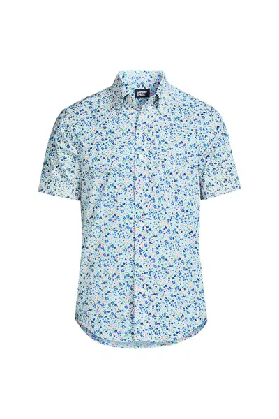 Lands' End Men's Short Sleeve Essential Lightweight Poplin In White