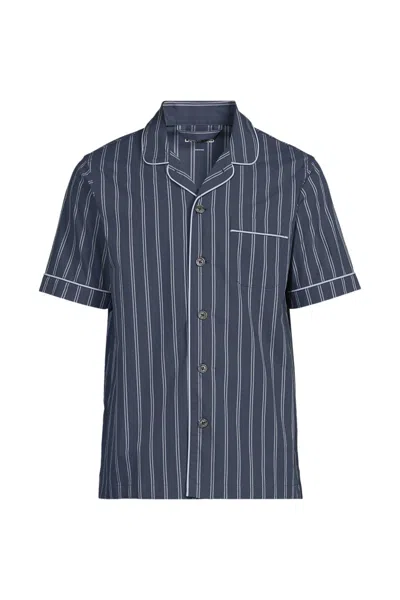 Lands' End Men's Short Sleeve Essential Pajama Shirt In Blue
