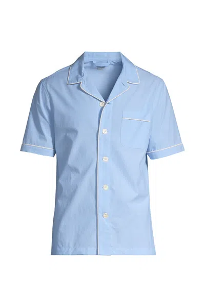 Lands' End Men's Short Sleeve Essential Pajama Shirt In Blue