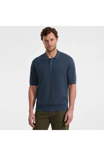 Lands' End Men's Short Sleeve Fine Gauge Sweater Polo In Blue