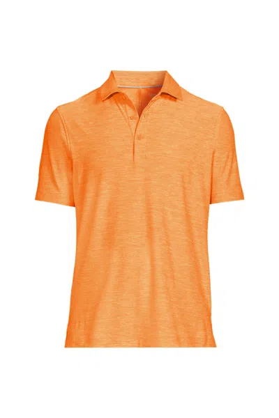 Lands' End Men's Short Sleeve Flex Performance Pieced Yoke Polo In Orange